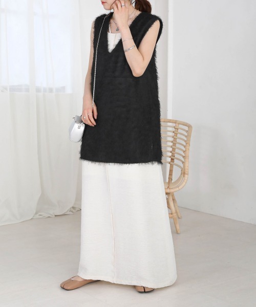 Bab(バブ)の「シアーシャギーベストトップス(ベスト・レディース・ブラック/ピンク/オフホワイト・M)」の21枚目の写真