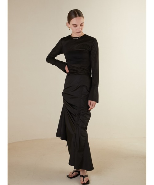 LA PEAU DE GEM（ラポドゥジェム）の「【LA PEAU DE GEM】スポーツナイロンスカート（スカート・レディース・ベージュ/ブラック・FREE）」の9枚目の写真