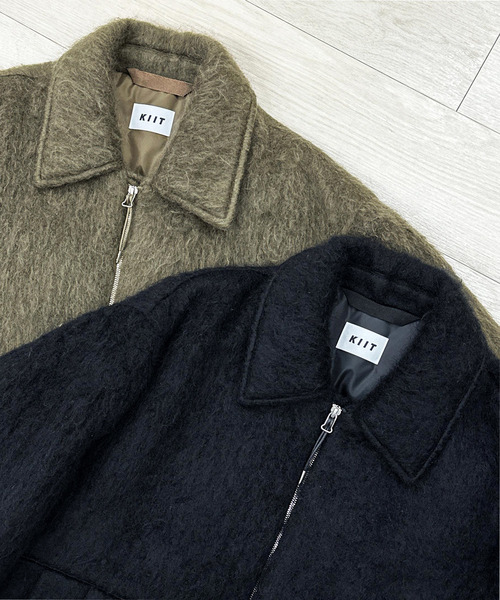 KIIT（キート）の「KIIT キート / CROPED DOWN JKT クロップドダウンジャケット モヘアシャギーブルゾン / KIP-Y98-801（ダウンジャケット/コート・メンズ・ブラック/オリーブ・1/2/3）」の7枚目の写真