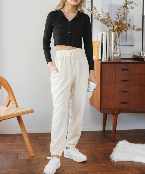 ad thie（アドティエ）の「スウェット ジョガーパンツ（スウェットパンツ・レディース・ピンク/ブラック/アイボリー/カーキ/ライトグレー/グレー・L/M）」の18枚目の写真