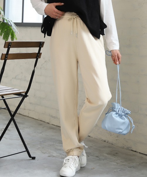 ad thie（アドティエ）の「スウェット ジョガーパンツ（スウェットパンツ・レディース・ピンク/ブラック/アイボリー/カーキ/ライトグレー/グレー・L/M）」の19枚目の写真