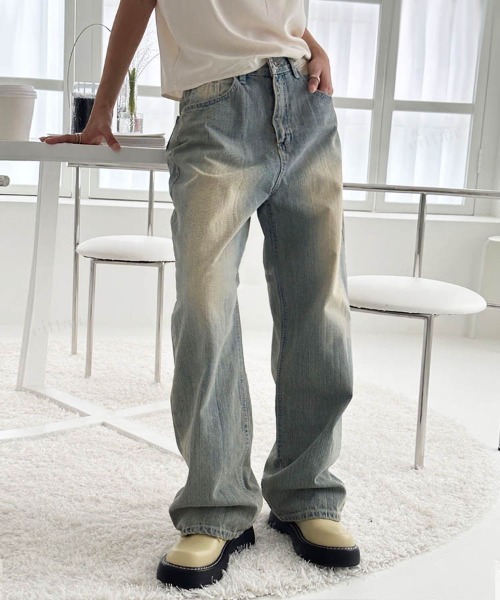 Dalfwin（ダールフィン）の「韓国ファッション ヴィンテージワイドローライズデニムパンツ（デニムパンツ・レディース・ライトブルー・SMALL/MEDIUM/LARGE）」の7枚目の写真