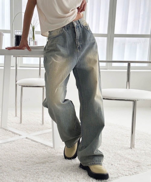 Dalfwin（ダールフィン）の「韓国ファッション ヴィンテージワイドローライズデニムパンツ（デニムパンツ・レディース・ライトブルー・SMALL/MEDIUM/LARGE）」の10枚目の写真