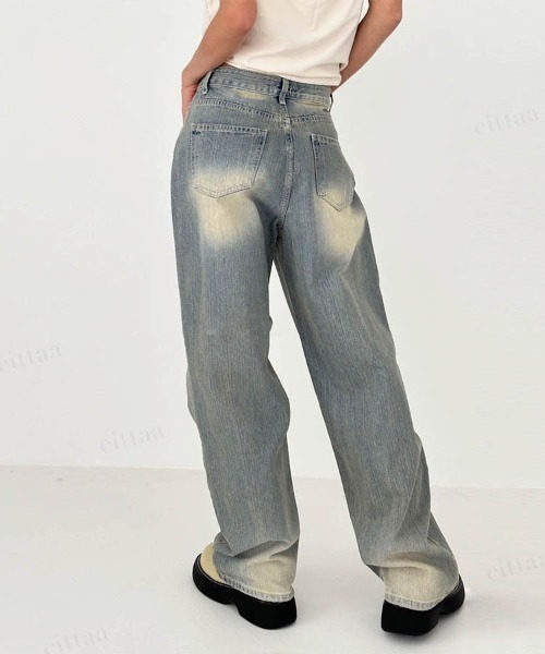 Dalfwin（ダールフィン）の「韓国ファッション ヴィンテージワイドローライズデニムパンツ（デニムパンツ・レディース・ライトブルー・SMALL/MEDIUM/LARGE）」の6枚目の写真