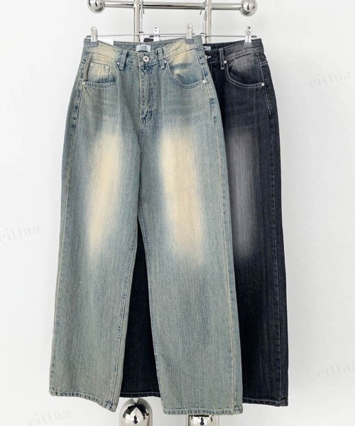 Dalfwin（ダールフィン）の「韓国ファッション ヴィンテージワイドローライズデニムパンツ（デニムパンツ・レディース・ライトブルー・SMALL/MEDIUM/LARGE）」の11枚目の写真