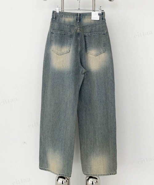 Dalfwin（ダールフィン）の「韓国ファッション ヴィンテージワイドローライズデニムパンツ（デニムパンツ・レディース・ライトブルー・SMALL/MEDIUM/LARGE）」の5枚目の写真