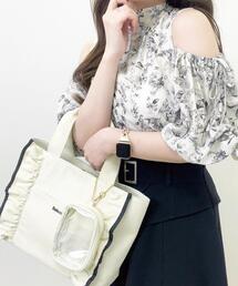 INGNI | クリアポーチ付き／キャンバスフリルトート(ハンドバッグ)