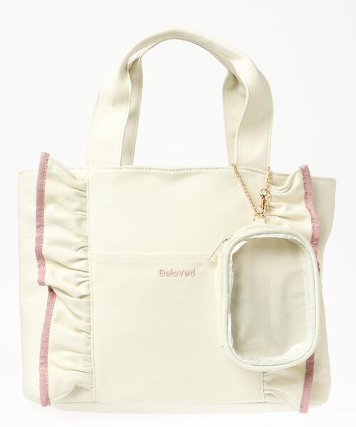 INGNI(イング)の「クリアポーチ付き/キャンバスフリルトート(ハンドバッグ・レディース・ホワイト系その他/ホワイト系その他7/ブラック系8・ONE SIZE)」の9枚目の写真