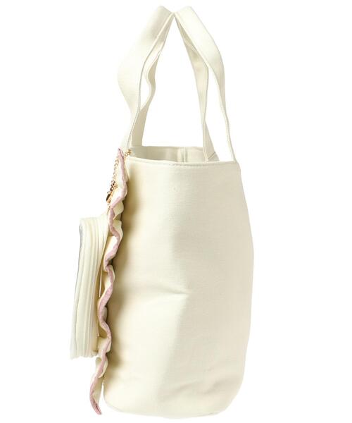 INGNI(イング)の「クリアポーチ付き/キャンバスフリルトート(ハンドバッグ・レディース・ホワイト系その他/ホワイト系その他7/ブラック系8・ONE SIZE)」の5枚目の写真