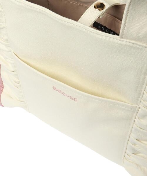 INGNI(イング)の「クリアポーチ付き/キャンバスフリルトート(ハンドバッグ・レディース・ホワイト系その他/ホワイト系その他7/ブラック系8・ONE SIZE)」の7枚目の写真