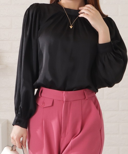 Lace Ladies(レースレディース)の「プチハイネック2WAYギャザーブラウス(シャツ/ブラウス・レディース・ブラック/パープル/ネイビー/アイボリー・FREE/S)」の12枚目の写真