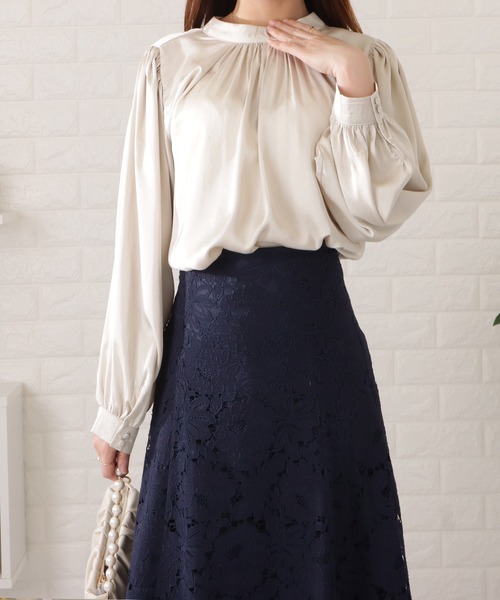 Lace Ladies(レースレディース)の「プチハイネック2WAYギャザーブラウス(シャツ/ブラウス・レディース・ブラック/パープル/ネイビー/アイボリー・FREE/S)」の10枚目の写真