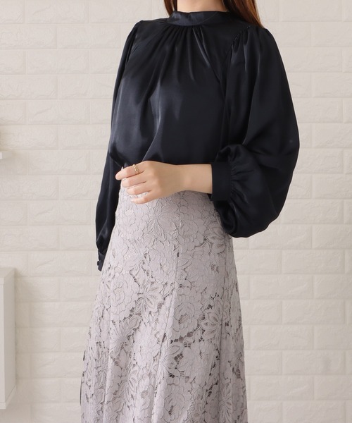 Lace Ladies(レースレディース)の「プチハイネック2WAYギャザーブラウス(シャツ/ブラウス・レディース・ブラック/パープル/ネイビー/アイボリー・FREE/S)」の6枚目の写真