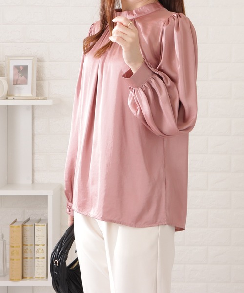Lace Ladies(レースレディース)の「プチハイネック2WAYギャザーブラウス(シャツ/ブラウス・レディース・ブラック/パープル/ネイビー/アイボリー・FREE/S)」の9枚目の写真