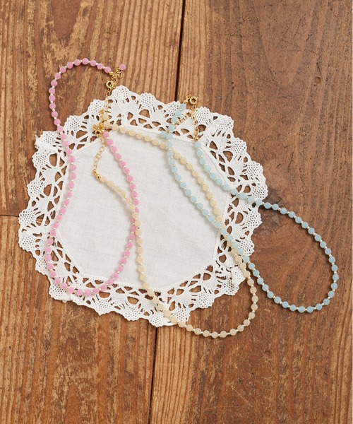 Dot＆Stripes CHILD WOMAN（ドットアンドストライプス　チャイルドウーマン）の「キャンディービーズ ネックレス（ネックレス・レディース・サックスブルー/アイボリー/ピンク・FREE）」の3枚目の写真