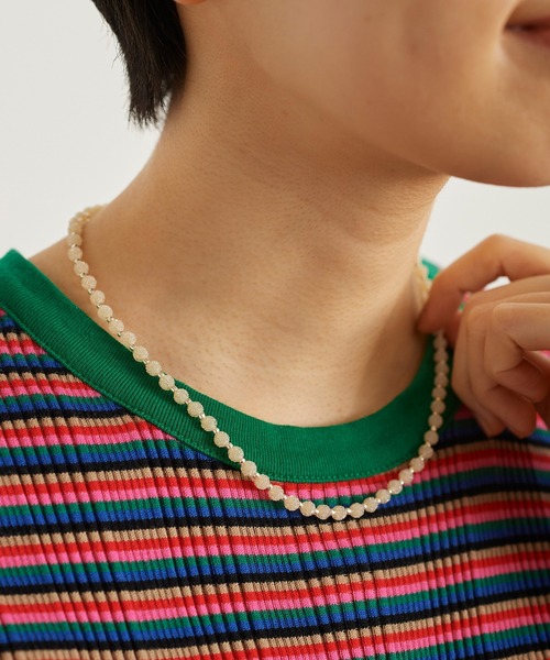 Dot＆Stripes CHILD WOMAN（ドットアンドストライプス　チャイルドウーマン）の「キャンディービーズ ネックレス（ネックレス・レディース・サックスブルー/アイボリー/ピンク・FREE）」の2枚目の写真