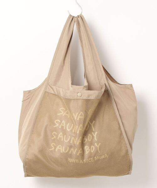 サウナボーイ（サウナボーイ）の「サウナボーイ×KENKAGAMI/メッシュ付きサウナバック（トートバッグ・メンズ・ホワイト/ベージュ・FREE）」の2枚目の写真