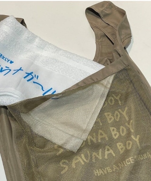 サウナボーイ（サウナボーイ）の「サウナボーイ×KENKAGAMI/メッシュ付きサウナバック（トートバッグ・メンズ・ホワイト/ベージュ・FREE）」の11枚目の写真