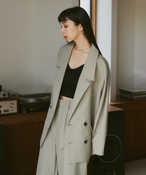 Happy John（ハッピージョン）の「loose over tailored jacket/ルーズオーバーテーラードジャケット（テーラードジャケット・レディース・ブラウン/ベージュ/ブラック・FREE）」の6枚目の写真