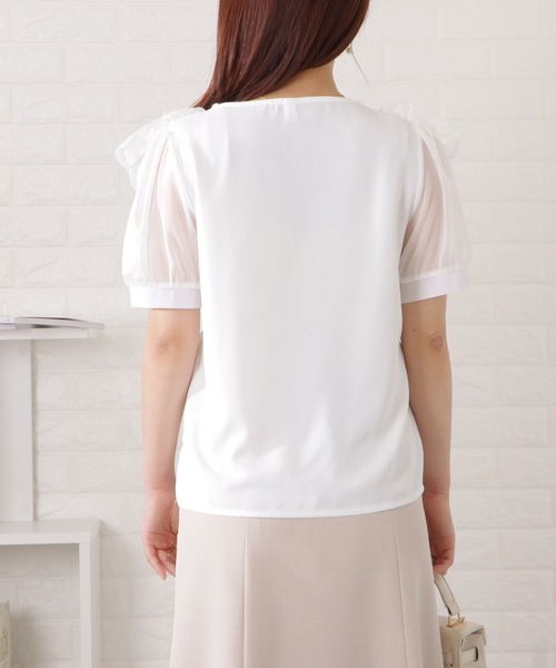 Lace Ladies（レースレディース）の「ダブルフリルVネックシフォンブラウス（シャツ/ブラウス・レディース・ホワイト・M/XL）」の8枚目の写真