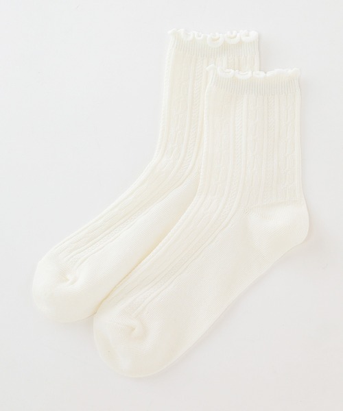 Honeys（ハニーズ）の「ケーブル編メローソックス（ソックス/靴下・レディース・ミント/ベージュ/ホワイト系その他/ブラック/オフホワイト・FREE）」の16枚目の写真