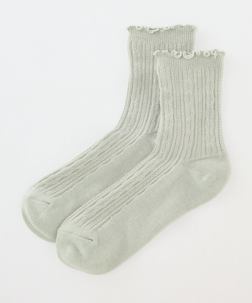 Honeys（ハニーズ）の「ケーブル編メローソックス（ソックス/靴下・レディース・ミント/ベージュ/ホワイト系その他/ブラック/オフホワイト・FREE）」の10枚目の写真