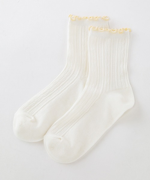 Honeys（ハニーズ）の「ケーブル編メローソックス（ソックス/靴下・レディース・ミント/ベージュ/ホワイト系その他/ブラック/オフホワイト・FREE）」の12枚目の写真