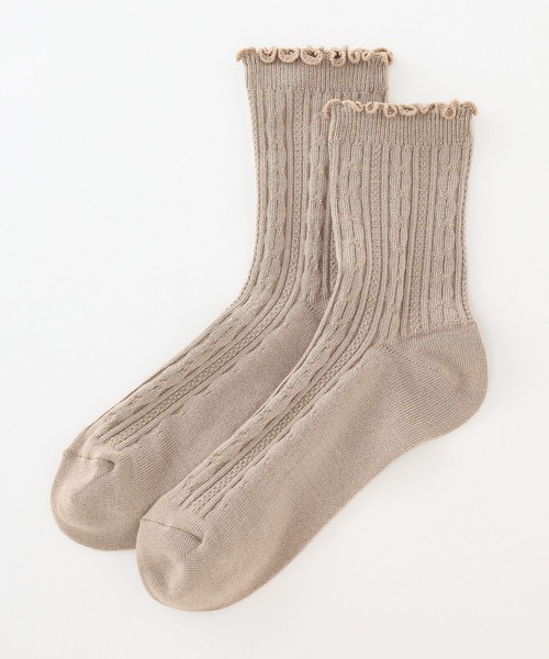 Honeys（ハニーズ）の「ケーブル編メローソックス（ソックス/靴下・レディース・ミント/ベージュ/ホワイト系その他/ブラック/オフホワイト・FREE）」の17枚目の写真