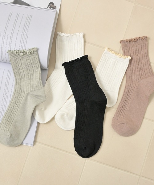 Honeys（ハニーズ）の「ケーブル編メローソックス（ソックス/靴下・レディース・ミント/ベージュ/ホワイト系その他/ブラック/オフホワイト・FREE）」の19枚目の写真