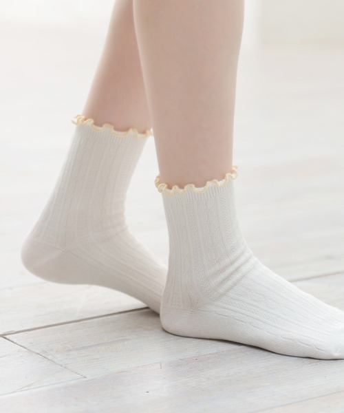 Honeys（ハニーズ）の「ケーブル編メローソックス（ソックス/靴下・レディース・ミント/ベージュ/ホワイト系その他/ブラック/オフホワイト・FREE）」の11枚目の写真