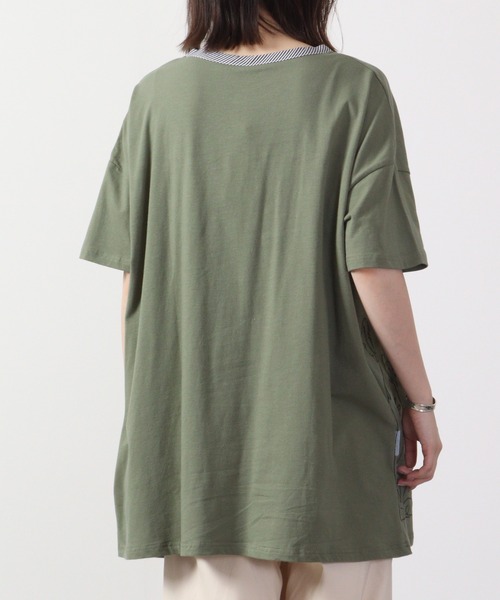 Emago(イマゴ)の「EMAGO 一筆ネコ刺繍チュニック 半袖(チュニック・レディース・ネイビー/ブルー/オリーブ系・FREE)」の6枚目の写真