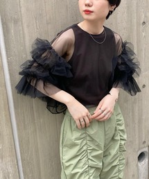 KBF | ボリュームスリーブチュールプルオーバー(その他トップス)