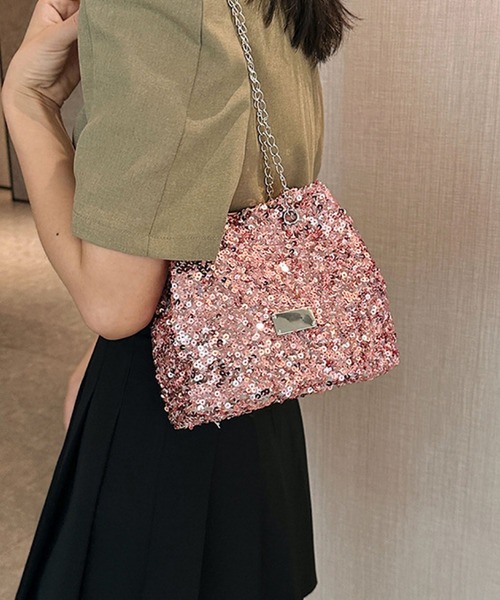 TONE SELECT GOODS(トーンセレクトグッズ)の「urbanfemine./スパンコールミニショルダーバッグ U7098(ショルダーバッグ・レディース・ブラック/ピンク/シルバー・FREE)」の3枚目の写真