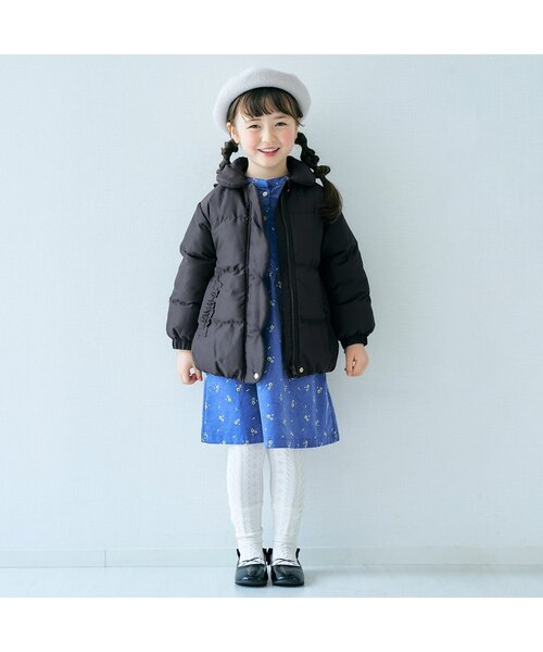 apres les cours(アプレレクール)の「【マシンウォッシャブル】スカラップ中綿ジャケット(ダウンジャケット/コート・キッズ・ピンク/チャコール/サックスブルー・120/80/140/110/90/130/100)」の4枚目の写真