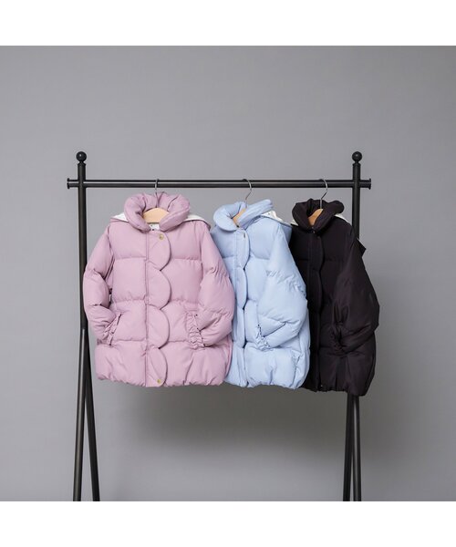 apres les cours(アプレレクール)の「【マシンウォッシャブル】スカラップ中綿ジャケット(ダウンジャケット/コート・キッズ・ピンク/チャコール/サックスブルー・120/80/140/110/90/130/100)」の7枚目の写真