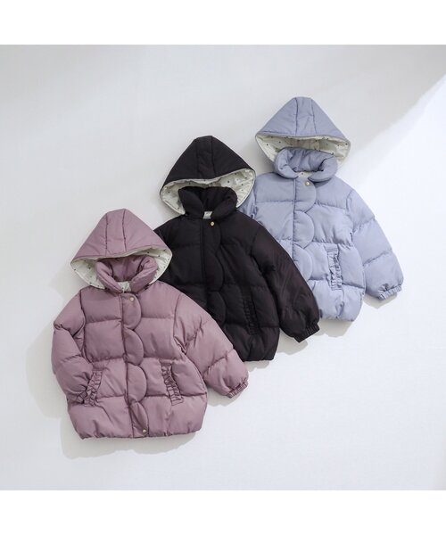 apres les cours(アプレレクール)の「【マシンウォッシャブル】スカラップ中綿ジャケット(ダウンジャケット/コート・キッズ・ピンク/チャコール/サックスブルー・120/80/140/110/90/130/100)」の8枚目の写真