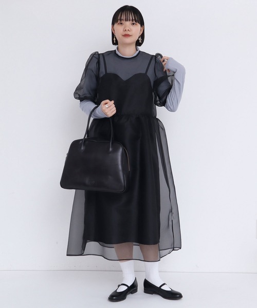 I am I in fact...(アイアムアイインファクト)の「●ORGANDY flower bud ONEPIECE(ワンピース・レディース・レッド/サックスブルー/ブラック・FREE)」の2枚目の写真