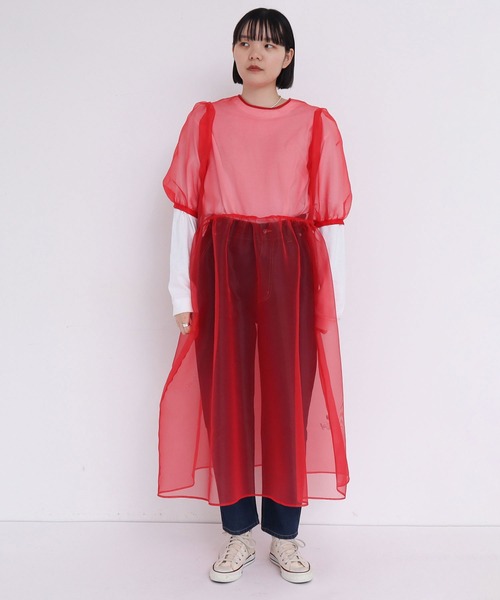 I am I in fact...(アイアムアイインファクト)の「●ORGANDY flower bud ONEPIECE(ワンピース・レディース・レッド/サックスブルー/ブラック・FREE)」の17枚目の写真