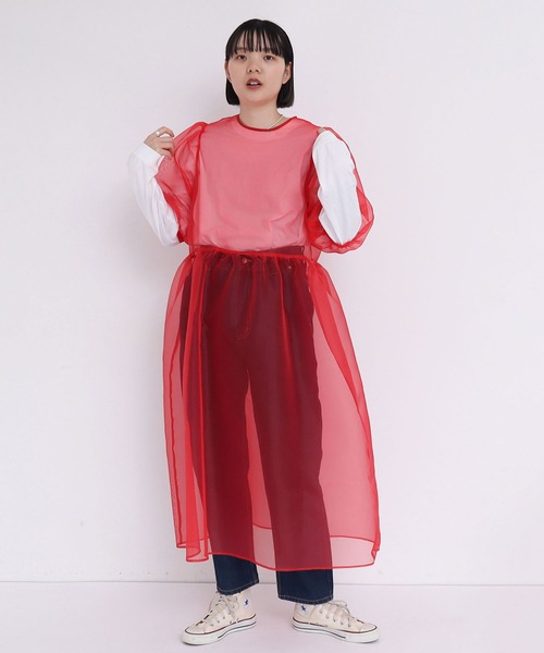I am I in fact...(アイアムアイインファクト)の「●ORGANDY flower bud ONEPIECE(ワンピース・レディース・レッド/サックスブルー/ブラック・FREE)」の18枚目の写真