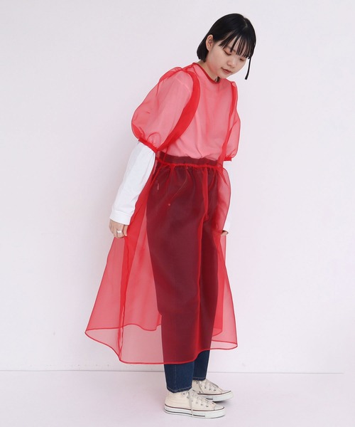 I am I in fact...(アイアムアイインファクト)の「●ORGANDY flower bud ONEPIECE(ワンピース・レディース・レッド/サックスブルー/ブラック・FREE)」の20枚目の写真