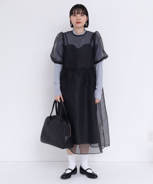 I am I in fact...(アイアムアイインファクト)の「●ORGANDY flower bud ONEPIECE(ワンピース・レディース・レッド/サックスブルー/ブラック・FREE)」の4枚目の写真