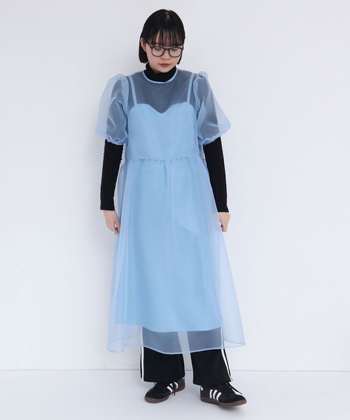 I am I in fact...(アイアムアイインファクト)の「●ORGANDY flower bud ONEPIECE(ワンピース・レディース・レッド/サックスブルー/ブラック・FREE)」の8枚目の写真