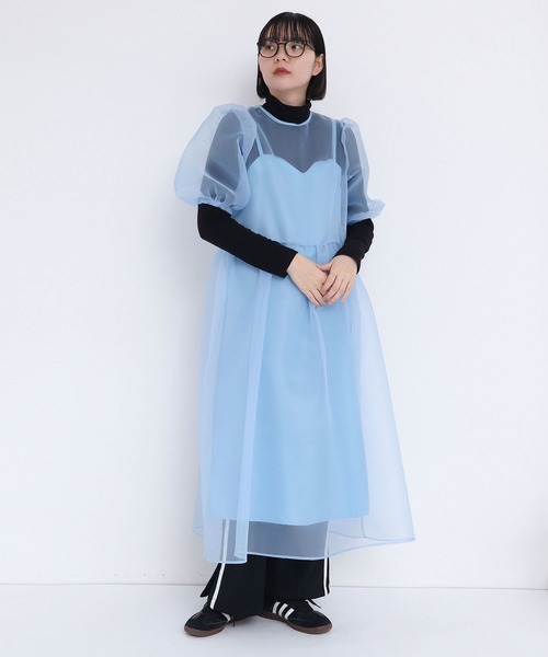 I am I in fact...(アイアムアイインファクト)の「●ORGANDY flower bud ONEPIECE(ワンピース・レディース・レッド/サックスブルー/ブラック・FREE)」の10枚目の写真