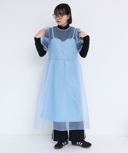 I am I in fact...(アイアムアイインファクト)の「●ORGANDY flower bud ONEPIECE(ワンピース・レディース・レッド/サックスブルー/ブラック・FREE)」の9枚目の写真