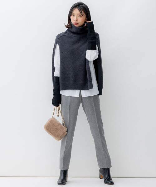 23区(ニジュウサンク)の「【洗える】ウールライクカルゼ テーパード パンツ(その他パンツ・レディース・グレー系/ネイビー系/ダークブラウン系・32/34/30)」の5枚目の写真