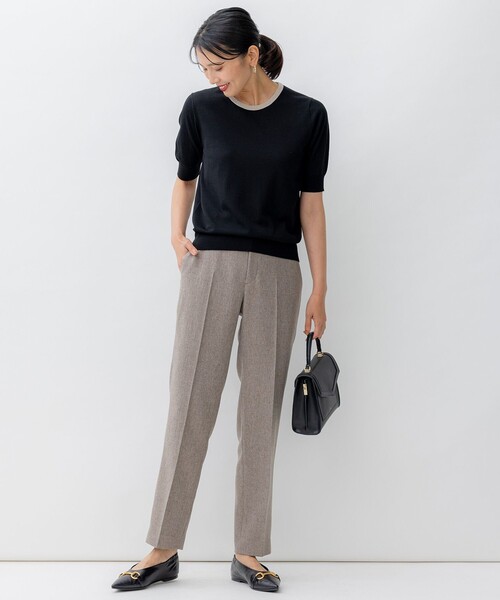 23区(ニジュウサンク)の「【洗える】ウールライクカルゼ テーパード パンツ(その他パンツ・レディース・グレー系/ネイビー系/ダークブラウン系・32/34/30)」の6枚目の写真