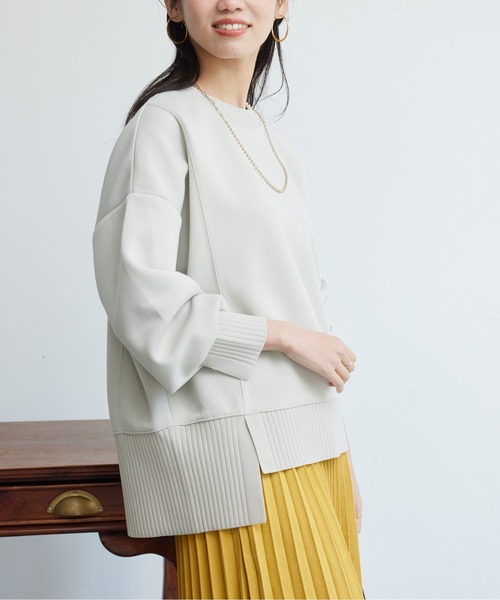 Chez toi（シェトワ）の「軽量ボンディング×リブ切替プルオーバー（Tシャツ/カットソー・レディース・グレー/アイボリー/オレンジ/ブラック/グレー系その他/ミント/ブラック系その他/ホワイト系その他・FREE）」の13枚目の写真