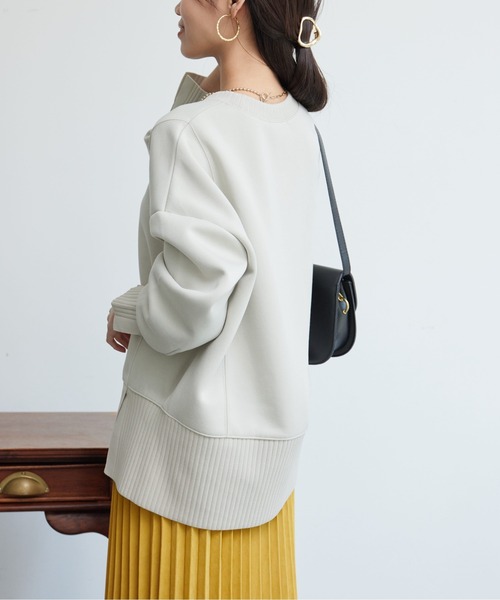 Chez toi（シェトワ）の「軽量ボンディング×リブ切替プルオーバー（Tシャツ/カットソー・レディース・グレー/アイボリー/オレンジ/ブラック/グレー系その他/ミント/ブラック系その他/ホワイト系その他・FREE）」の16枚目の写真