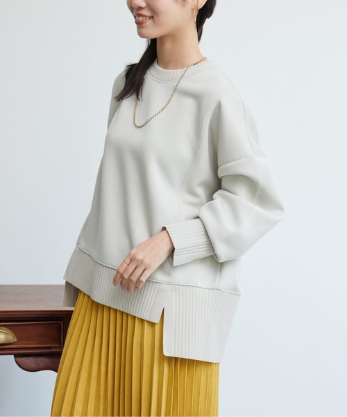 Chez toi（シェトワ）の「軽量ボンディング×リブ切替プルオーバー（Tシャツ/カットソー・レディース・グレー/アイボリー/オレンジ/ブラック/グレー系その他/ミント/ブラック系その他/ホワイト系その他・FREE）」の17枚目の写真