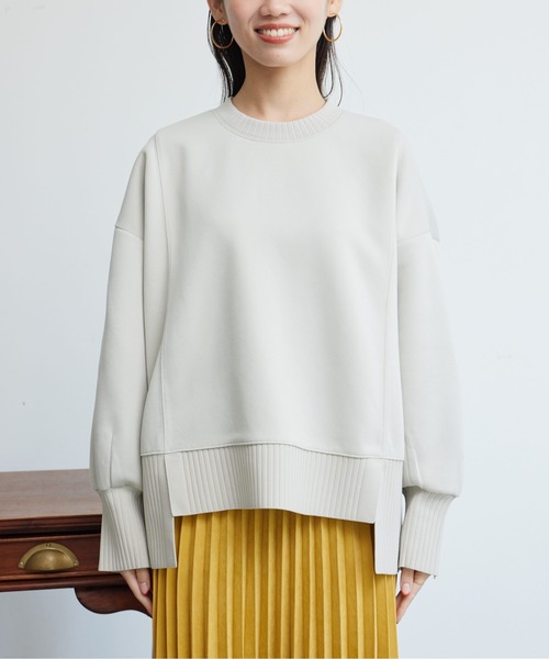 Chez toi（シェトワ）の「軽量ボンディング×リブ切替プルオーバー（Tシャツ/カットソー・レディース・グレー/アイボリー/オレンジ/ブラック/グレー系その他/ミント/ブラック系その他/ホワイト系その他・FREE）」の18枚目の写真